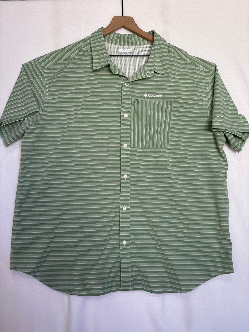 Columbia Omni-Shade Shirt Mens XXL Striped Short Sleeve Button Up